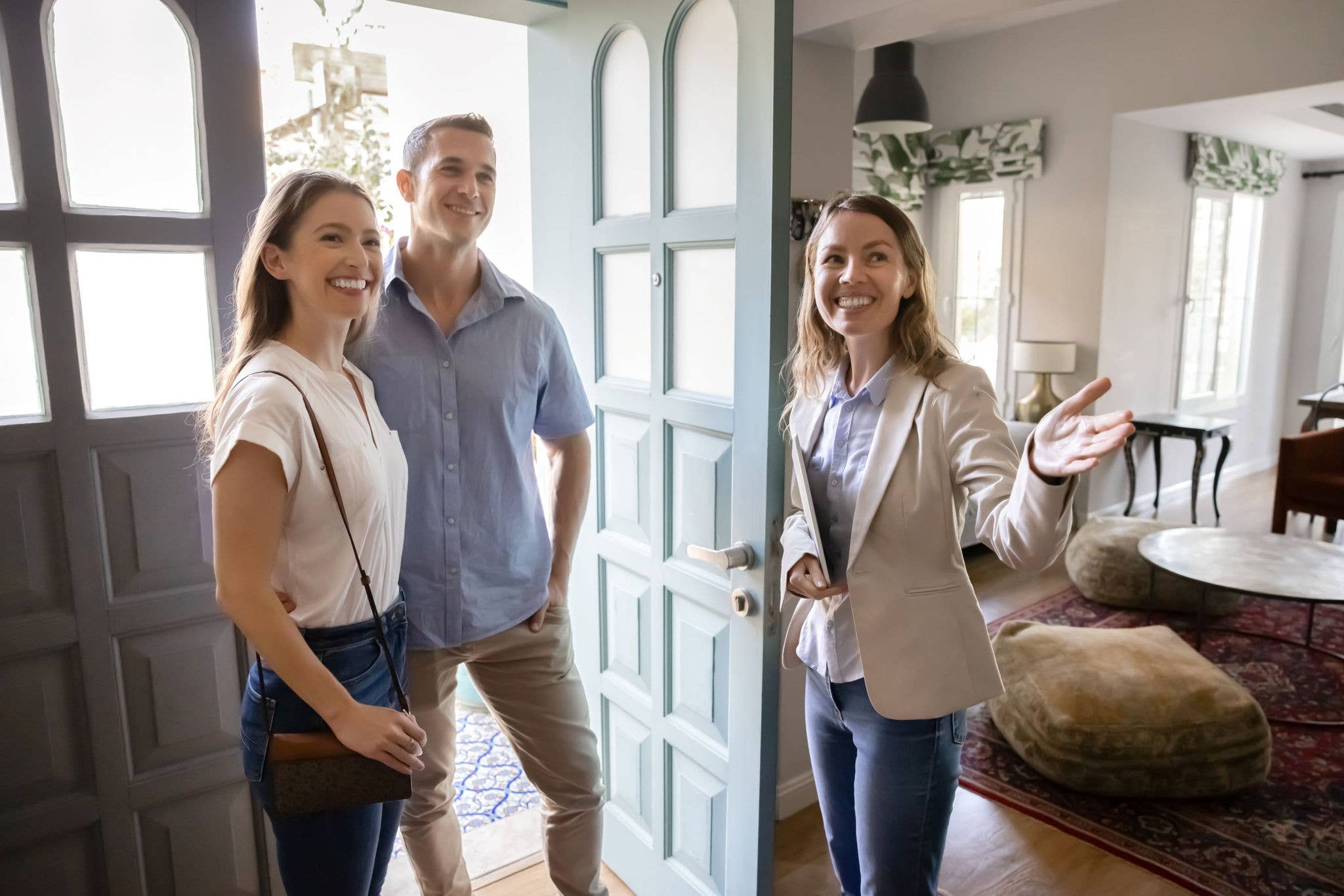 Landlord showing home to tenants