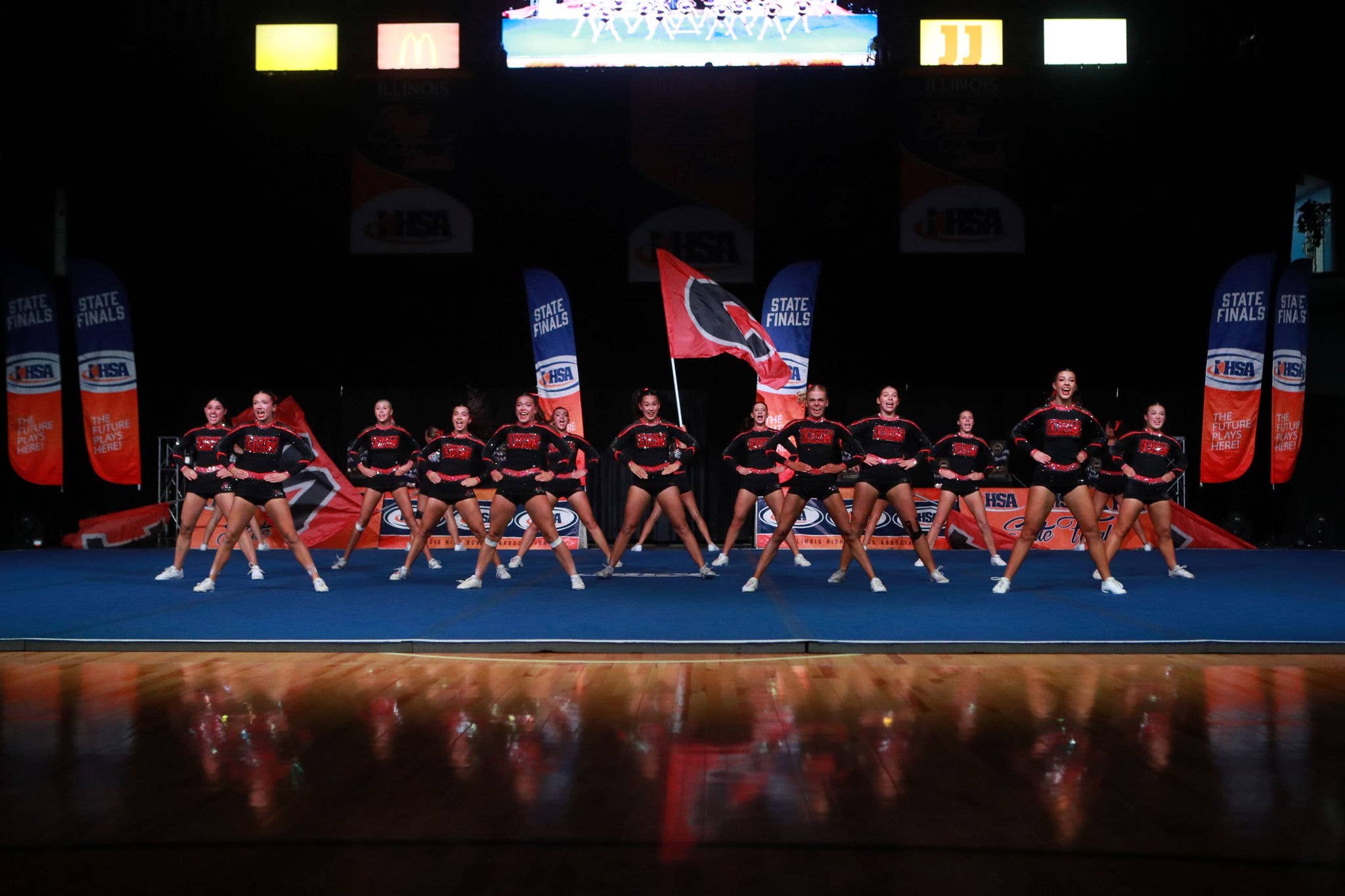 Lincoln Way cheerleaders compete at 2026 IHSA State Cheerleading Championships