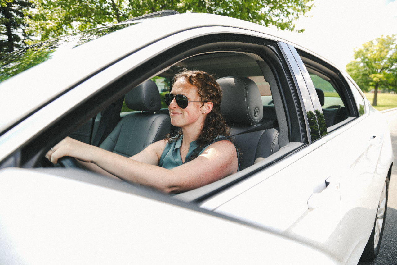 Woman driving a car