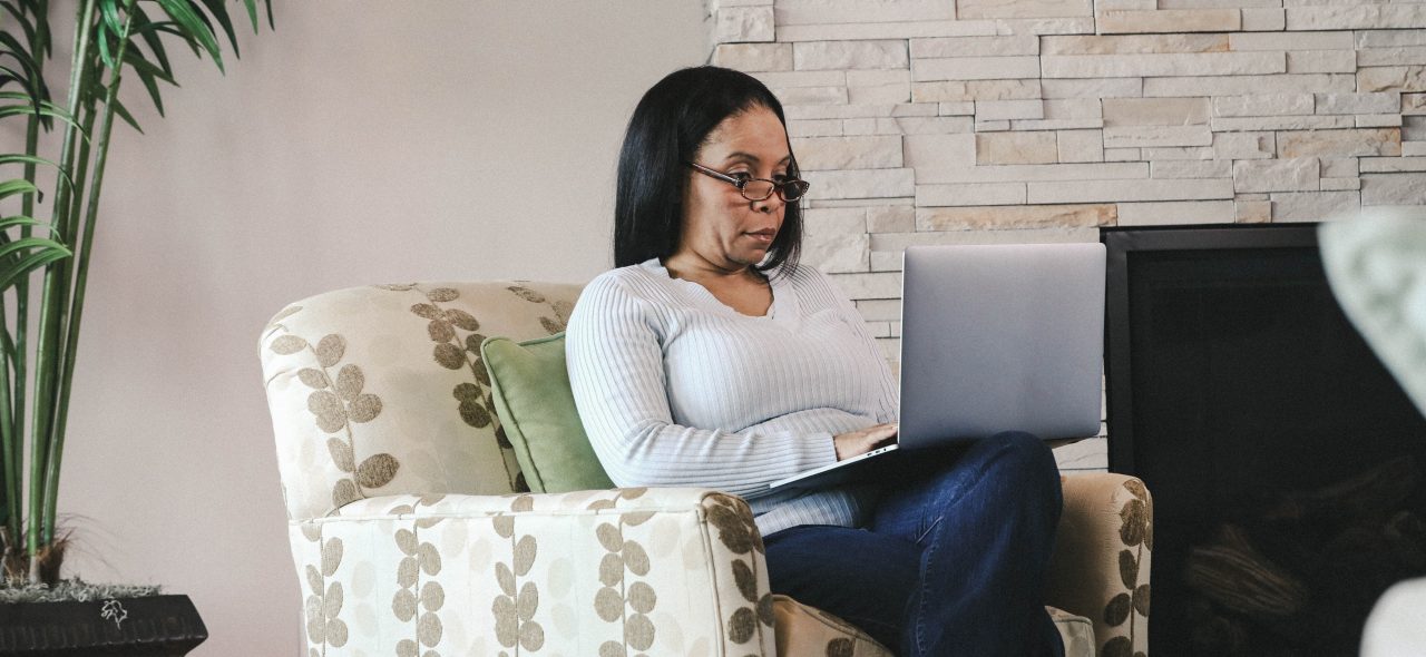 Woman using laptop