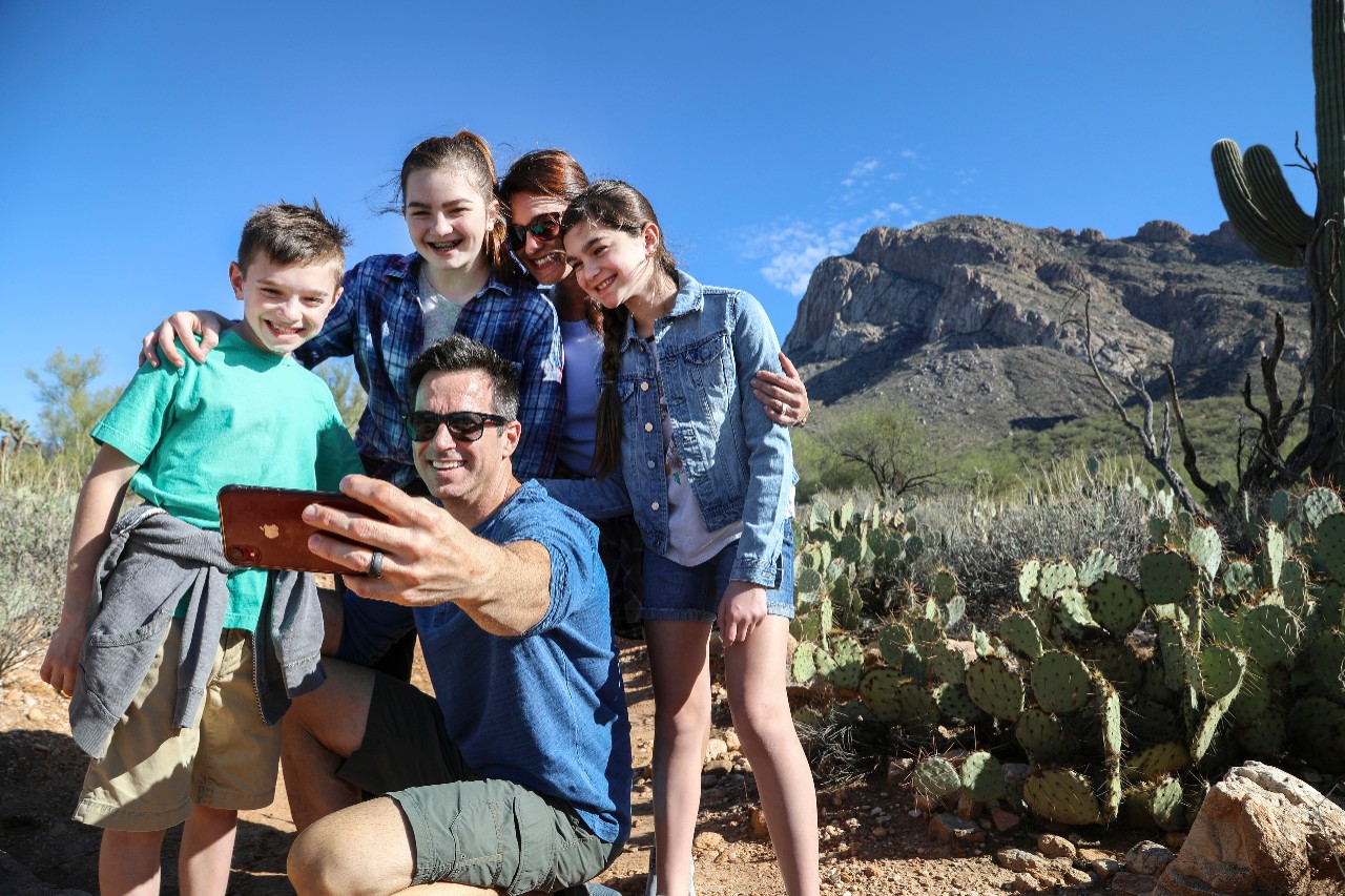 A family taking a selfie