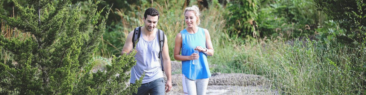 Couple hiking in forest